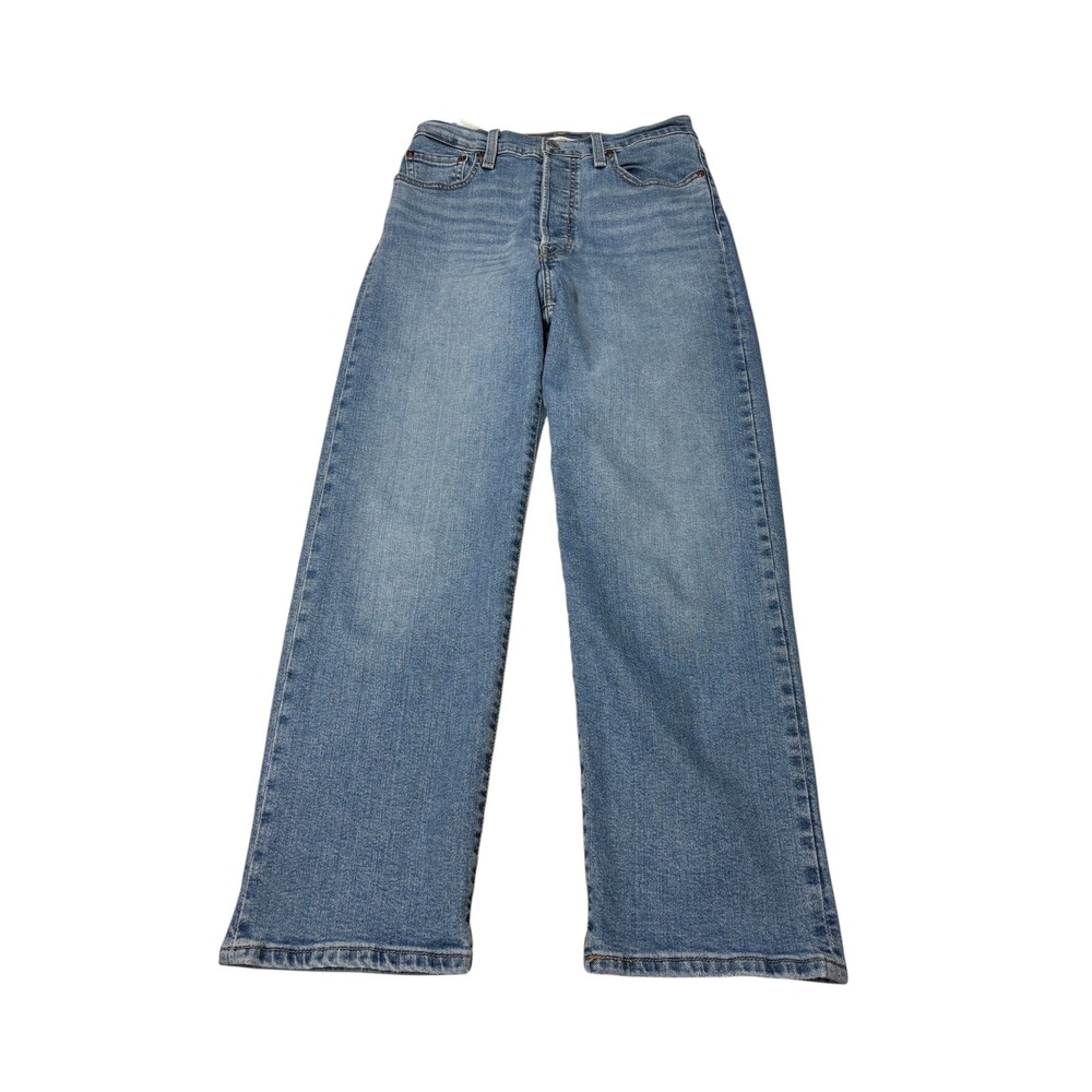 Levis Ribcage Straight Ankle Jeans Blue High Rise Button Fly Womens W28 L27